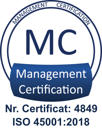 Logo Certificare ISO 45001 – Securitate si Sanatate in Munca – aLL industriaL