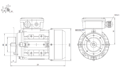 Dimensiuni montaj motor trifazat 0.12kW 1000rpm 63 B14 ax 11mm Dimensiuni motor trifazat 0.12kW 1000rpm 63 ax 11mm B14