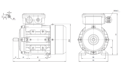 Dimensiuni montaj motor trifazat 0.12kW 1000rpm 63 B3 ax 11mm Dimensiuni motor trifazat 0.12kW 1000rpm 63 ax 11mm B3