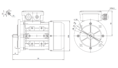 Dimensiuni montaj motor trifazat 0.12kW 1000rpm 63 B5 ax 11mm Dimensiuni motor trifazat 0.12kW 1000rpm 63 ax 11mm B5