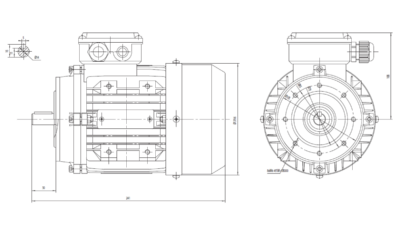 Dimensiuni montaj motor trifazat 0.18kW 1000rpm 71 B14 ax 14mm Dimensiuni motor trifazat 0.18kW 1000rpm 71 ax 14mm B14