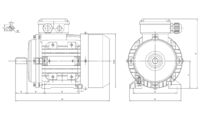 Dimensiuni montaj motor trifazat 0.18kW 1000rpm 71 B3 ax 14mm Dimensiuni motor trifazat 0.18kW 1000rpm 71 ax 14mm B3
