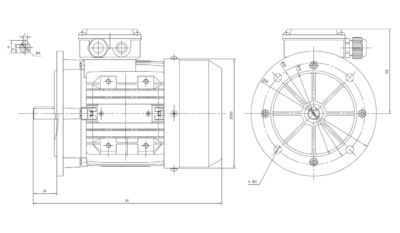 Dimensiuni montaj motor trifazat 0.18kW 1000rpm 71 B5 ax 14mm Dimensiuni motor trifazat 0.18kW 1000rpm 71 ax 14mm B5