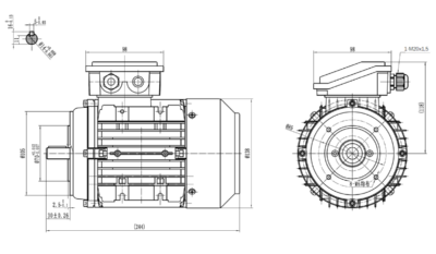 Dimensiuni montaj motor trifazat 0.25kW 1000rpm 71 B14 ax 14mm IE2 Dimensiuni motor trifazat 0.25kW 1000rpm 71 ax 14mm B14 IE2