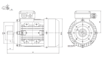 Dimensiuni montaj motor trifazat 0.37kW 1000rpm 71 B14 ax 14mm Dimensiuni motor trifazat 0.37kW 1000rpm 71 ax 14mm B14
