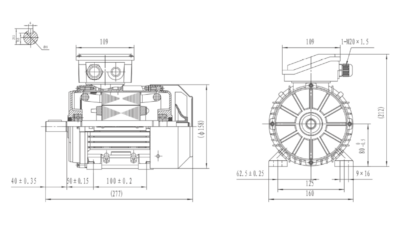 Dimensiuni montaj motor trifazat 0.75kW 1000rpm 80 B3 ax 19mm Dimensiuni motor trifazat 0.75kW 1000rpm 80 ax 19mm B3