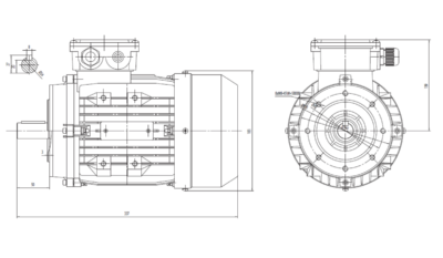 Dimensiuni montaj motor trifazat 1.1kW 1000rpm 90 B14 ax 24mm IE2 Dimensiuni motor trifazat 1.1kW 1000rpm 90 ax 24mm B14 IE2