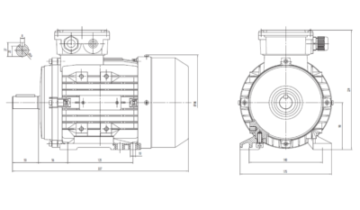 Dimensiuni montaj motor trifazat 1.1kW 1000rpm 90 B3 ax 24mm IE2 Dimensiuni motor trifazat 1.1kW 1000rpm 90 ax 24mm B3 IE2