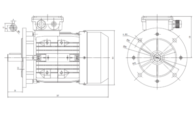 Dimensiuni montaj motor trifazat 1.1kW 1000rpm 90 B5 ax 24mm IE2 Dimensiuni motor trifazat 1.1kW 1000rpm 90 ax 24mm B5 IE2