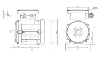 Dimensiuni montaj motor trifazat 0.12kW 3000rpm 56 B3 ax 9mm Dimensiuni motor trifazat 0.12kW 3000rpm 56 ax 9mm B3