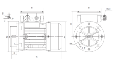 Dimensiuni montaj motor trifazat 0.12kW 3000rpm IEC56 B5 ax 9mm Dimensiuni motor trifazat 0.12kW 3000rpm IEC56 ax 9mm B5