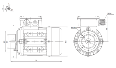 Motor trifazat 0.18kW 1500rpm ax 11mm IEC63 – flanșă mică B14 Dimensiuni motor trifazat 0.18kW 1500rpm 4 poli ax 11mm IEC63 cu flanșă mică B14