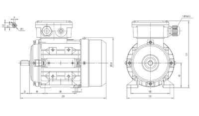 imensiuni montaj motor trifazat 0.18kW 3000rpm 63 B3 ax 11mm Dimensiuni motor trifazat 0.18kW 3000rpm 63 ax 11mm B3