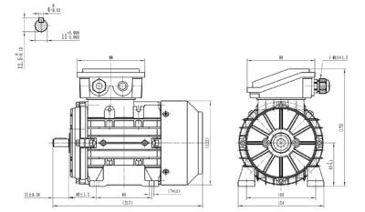 Motor trifazat 0.25kW 1400rpm ax 11mm IEC 63 - talpă B3 Dimensiuni motor trifazat 0.25kW 1400rpm 4 poli ax 11mm IEC 63 cu talpă B3