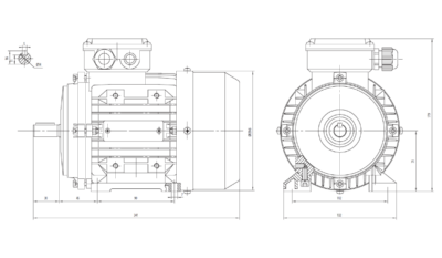 Motor trifazat 0.25kW 1400rpm ax 14mm IEC 71 - talpă B3 Dimensiuni motor trifazat 0.25kW 1400rpm 4 poli ax 14mm IEC 71 cu talpă B3