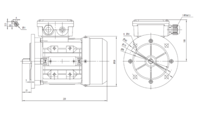 Dimensiuni Motor Electric Trifazat 0.25kW 1500RPM Ax 11mm – flanșă mare B5 Dimensiuni motor trifazat 0.25kW 1500rpm 4 poli ax 11mm IEC63 cu flanșă mare B5