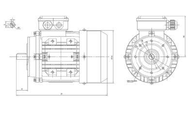Motor trifazat 0.25kW 1500rpm ax 14mm IEC71 – flanșă mică B14 Dimensiuni motor trifazat 0.25kW 1500rpm 4 poli ax 14mm IEC71 cu flanșă mică B14
