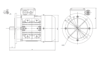 Dimensiuni Motor Electric Trifazat 0.25kW 1500RPM Ax 14mm – flanșă mare B5 Dimensiuni motor trifazat 0.25kW 1500rpm 4 poli ax 14mm IEC71 cu flanșă mare B5