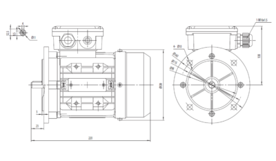 Dimensiuni montaj motor trifazat 0.25kW 3000rpm IEC63 B5 ax 11mm Dimensiuni motor trifazat 0.25kW 3000rpm IEC63 ax 11mm B5