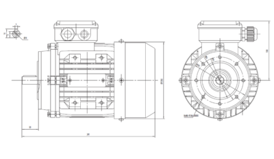 Motor trifazat 0.37kW 1500rpm ax 14mm IEC71 – flanșă mică B14 Dimensiuni motor trifazat 0.37kW 1500rpm 4 poli ax 14mm IEC71 cu flanșă mică B14