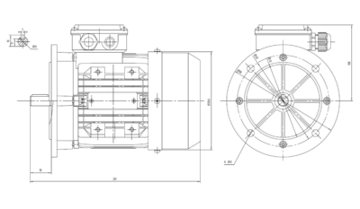 Dimensiuni Motor Electric Trifazat 0.37kW 1500RPM Ax 14mm – flanșă mare B5 Dimensiuni motor trifazat 0.37kW 1500rpm 4 poli ax 14mm IEC71 cu flanșă mare B5