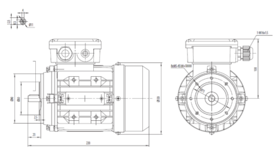Dimensiuni montaj motor trifazat 0.37kW 3000rpm IEC63 B14 ax 11mm Dimensiuni motor trifazat 0.37kW 3000rpm IEC63 ax 11mm B14