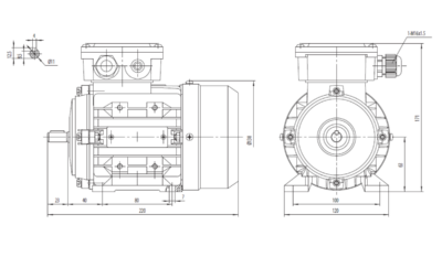 Dimensiuni montaj motor trifazat 0.37kW 3000rpm 63 B3 ax 11mm Dimensiuni motor trifazat 0.37kW 3000rpm 63 ax 11mm B3