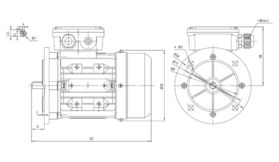 Dimensiuni montaj motor trifazat 0.37kW 3000rpm IEC63 B5 ax 11mm Dimensiuni motor trifazat 0.37kW 3000rpm IEC63 ax 11mm B5