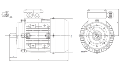 Dimensiuni montaj motor trifazat 0.37kW 3000rpm IEC71 B14 ax 14mm Dimensiuni motor trifazat 0.37kW 3000rpm IEC71 ax 14mm B14