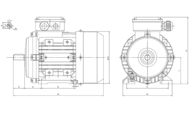 Dimensiuni montaj motor trifazat 0.37kW 3000rpm 71 B3 ax 14mm Dimensiuni motor trifazat 0.37kW 3000rpm 71 ax 14mm B3