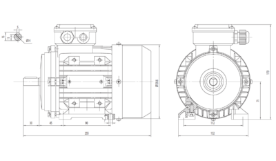 Motor trifazat 0.55kW 1400rpm ax 14mm IEC 71 - talpă B3 Dimensiuni motor trifazat 0.55kW 1400rpm 4 poli ax 14mm IEC 71 cu talpă B3