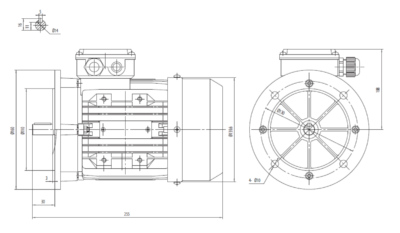 Dimensiuni Motor Electric Trifazat 0.55kW 1500rpm Ax 14mm – flanșă mare B5 Dimensiuni motor trifazat 0.55kW 1500rpm 4 poli ax 14mm IEC71 cu flanșă mare B5