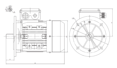 Dimensiuni Motor Electric Trifazat 0.55kW 1500rpm Ax 19mm – flanșă mare B5 Dimensiuni motor trifazat 0.55kW 1500rpm 4 poli ax 19mm IEC80 cu flanșă mare B5