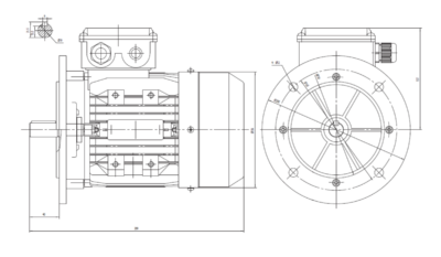 Motor trifazat 0.75kW 1500rpm ax 19mm IEC80 – flanșă mare B5 Dimensiuni motor trifazat 0.75kW 1500rpm 4 poli ax 19mm IEC80 cu flanșă mare B5