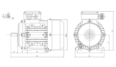 Dimensiuni montaj motor trifazat 0.75kW 3000rpm 71 B3 ax 14mm Dimensiuni motor trifazat 0.75kW 3000rpm 71 ax 14mm B3