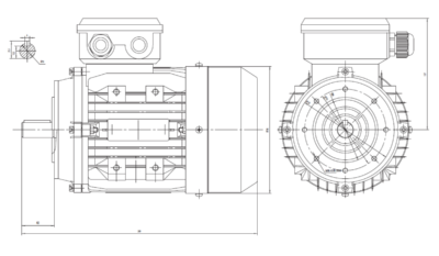 Dimensiuni montaj motor trifazat 0.75kW 3000rpm IEC80 B14 ax 19mm Dimensiuni motor trifazat 0.75kW 3000rpm IEC80 ax 19mm B14
