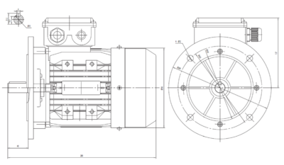 Dimensiuni montaj motor trifazat 0.75kW 3000rpm IEC80 B5 ax 19mm Dimensiuni motor trifazat 0.75kW 3000rpm IEC80 ax 19mm B5