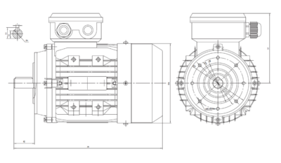 Dimensiuni montaj motor trifazat 1.1kW 3000rpm IEC80 B14 ax 19mm Dimensiuni motor trifazat 1.1kW 3000rpm IEC80 ax 19mm B14