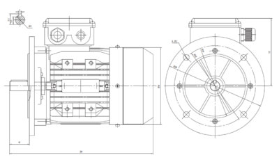 Dimensiuni montaj motor trifazat 1.1kW 3000rpm IEC80 B5 ax 19mm Dimensiuni motor trifazat 1.1kW 3000rpm IEC80 ax 19mm B5