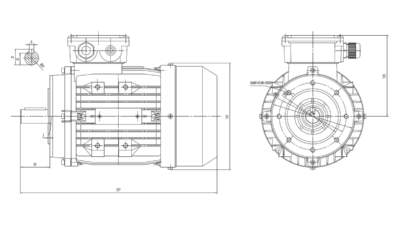 Motor trifazat 1.5kW 1500rpm ax 24mm IEC90 – flanșă mică B14 Dimensiuni motor trifazat 1.5kW 1500rpm 4 poli ax 24mm IEC90 cu flanșă mică B14