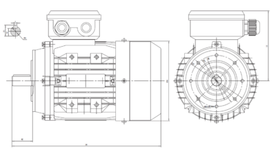 Dimensiuni montaj motor trifazat 1.5kW 3000rpm IEC80 B14 ax 19mm Dimensiuni motor trifazat 1.5kW 3000rpm IEC80 ax 19mm B14