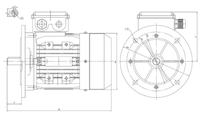 Dimensiuni montaj motor trifazat 1.5kW 3000rpm IEC80 B5 ax 19mm Dimensiuni motor trifazat 1.5kW 3000rpm IEC80 ax 19mm B5