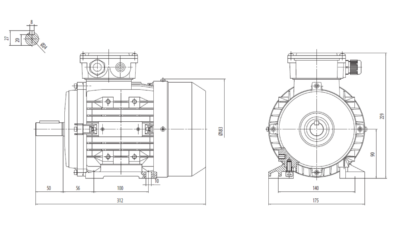 Dimensiuni montaj motor trifazat 1.5kW 3000rpm 90 B3 ax 24mm Dimensiuni motor trifazat 1.5kW 3000rpm 90 ax 24mm B3