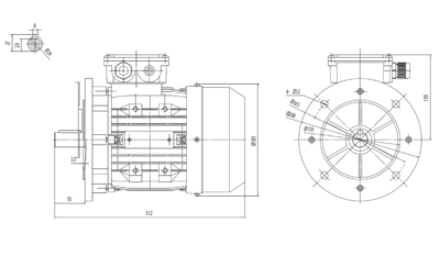Dimensiuni montaj motor trifazat 1.5kW 3000rpm IEC90 B5 ax 24mm Dimensiuni motor trifazat 1.5kW 3000rpm IEC90 ax 24mm B5