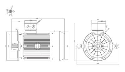 Dimensiuni montaj motor trifazat 110kW 3000rpm IEC315 B5 ax 65mm Dimensiuni motor trifazat 110kW 3000rpm IEC315 ax 65mm B5