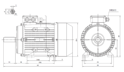 Motor trifazat 11kW 1000rpm ax 42mm IEC160 – talpă B3 Dimensiuni motor trifazat 11kW 1000rpm 6 poli ax 42mm IEC160 cu talpă B3