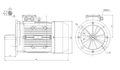 Motor trifazat 11kW 1000rpm ax 42mm IEC160 – flanșă mare B5 Dimensiuni motor trifazat 11kW 1000rpm 6 poli ax 42mm IEC160 cu flanșă mare B5