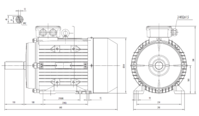 Motor trifazat 11kW 1400rpm ax 42mm IEC 160 - talpă B3 Dimensiuni motor trifazat 11kW 1400rpm 4 poli ax 42mm IEC 160 cu talpă B3