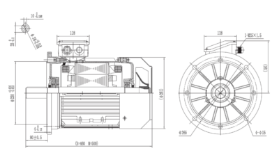 Motor trifazat 11kW 1500rpm ax 38mm IEC132 – flanșă mare B5 Dimensiuni motor trifazat 11kW 1500rpm 4 poli ax 38mm IEC132 cu flanșă mare B5
