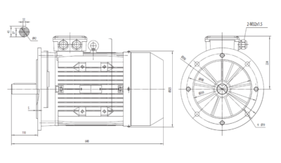 Motor trifazat 11kW 1500rpm ax 42mm IEC160 – flanșă mare B5 Dimensiuni motor trifazat 11kW 1500rpm 4 poli ax 42mm IEC160 cu flanșă mare B5